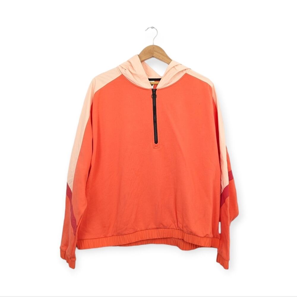 Reebok Core 10 Pullover 2X Coral Orange Quarter Zip Hoodie Athletic
